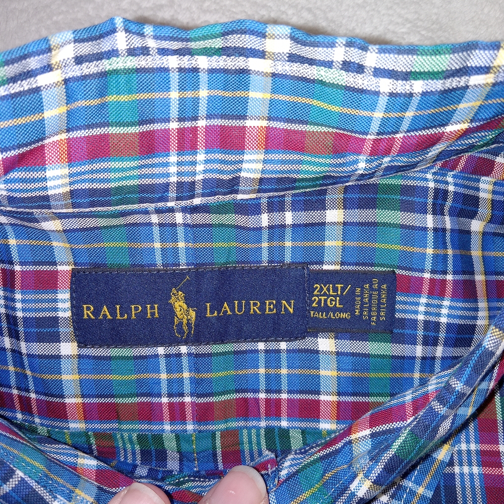 Ralph Lauren Shirt Mens 2XLT Blue Plaid Classic Fit Button Down Cotton Preppy - Picture 15 of 15